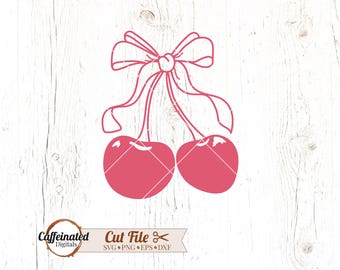 Cherry svg, cherries svg, cherry with bow svg, cherries png, Cherry Bows SVG, Coquette Ribbon SVG, Trendy Cherry svg, Cute Cherry svg