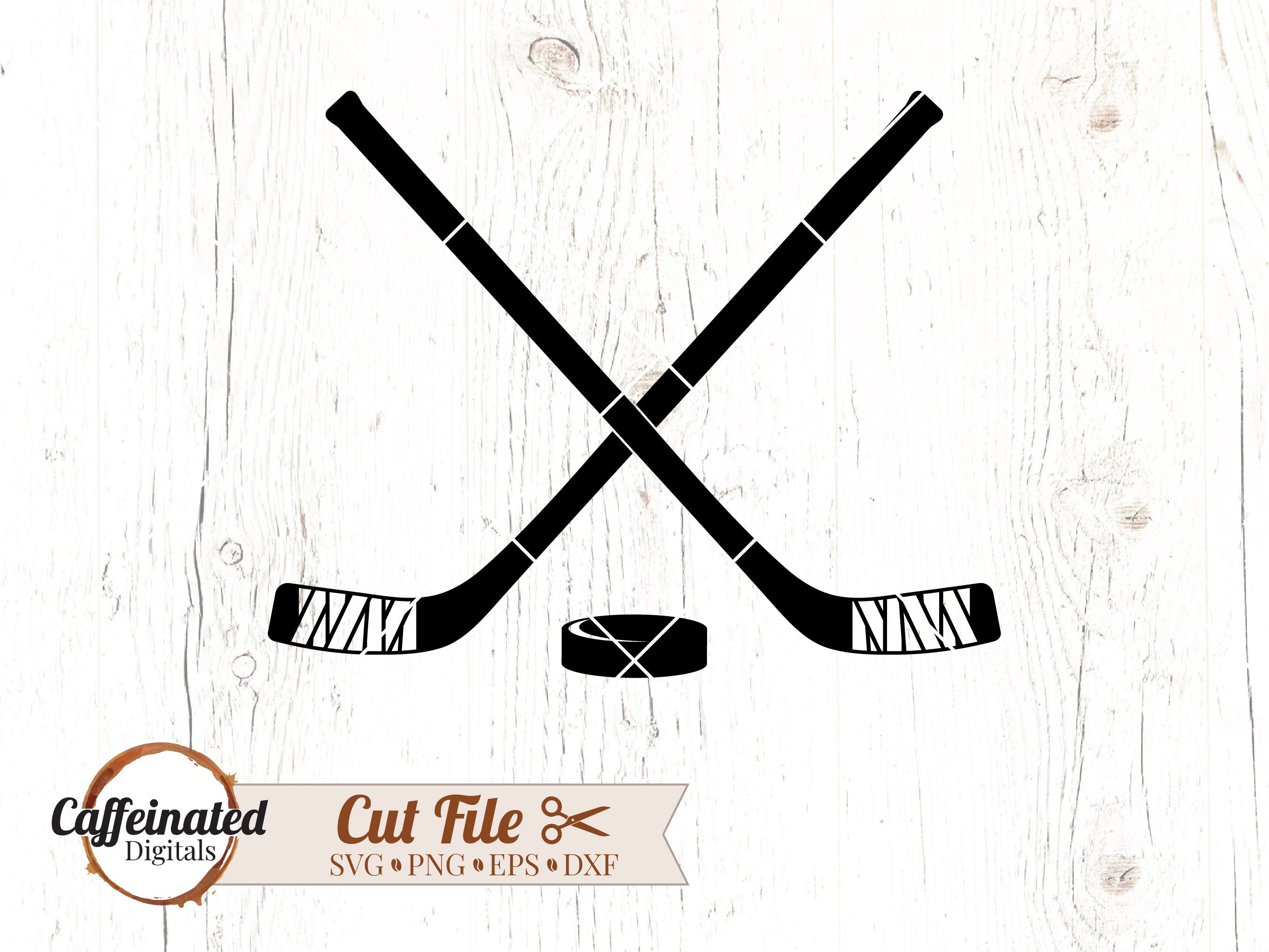 Free Hockey Stick and Puck Heart Design SVG Cut File