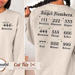 Angel Numbers SVG, Angel numbers chart svg, lucky number svg, angel number hoodie design, spiritueel, angel esthetische svg, trendy svg