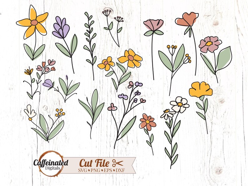 Wildflower Svg Bundle, Wildflower Svg, Flower Meadow Svg, Minimalist ...