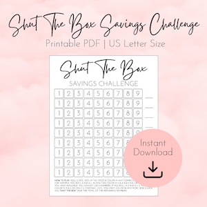 Shut the Box Savings Challenge, Savings Challenge Printable, Money Challenge, low income savings, dice savings game, savings challenges