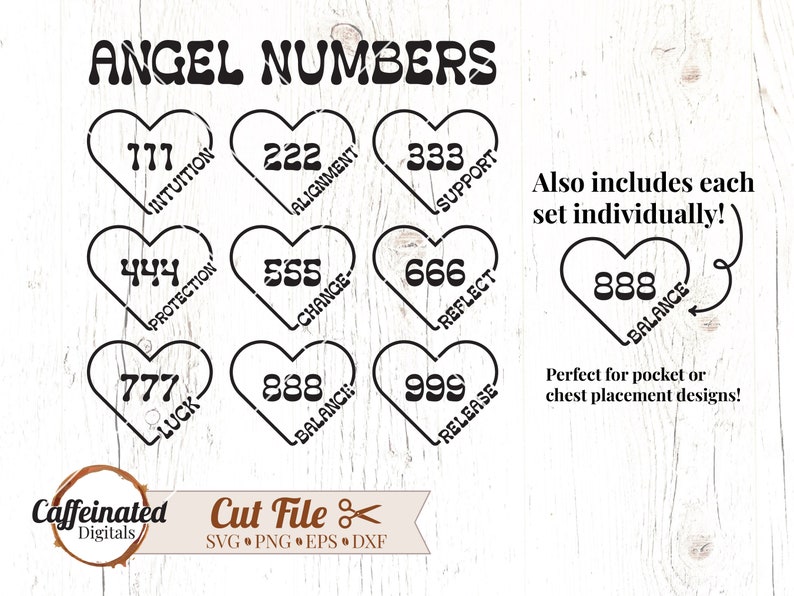 Angel Numbers SVG, Angel Numbers Chart Svg, Lucky Number Svg, Angel ...
