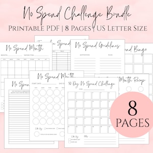 No Spend Challenge Printable Bundle, No Spend Tracker, No Spend Calendar, No Spend Month, Savings Challenge Printable, No Spend Challenge