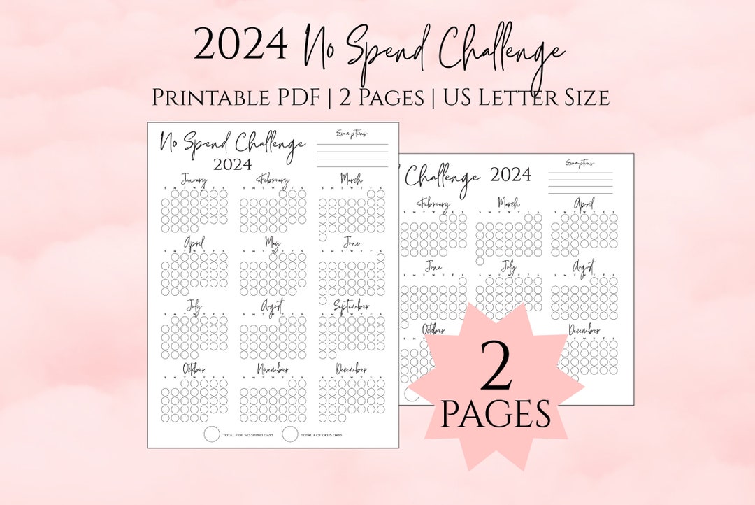 No Spend Challenge 2024, No Spend Tracker, 2024 No Spend Challenge