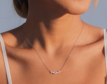 Elegant Diamond Smile Necklace for Wedding •Minimalist Diamond Necklace• Dainty Diamond Necklace  •Wedding Necklace• Bridesmaid Gifts