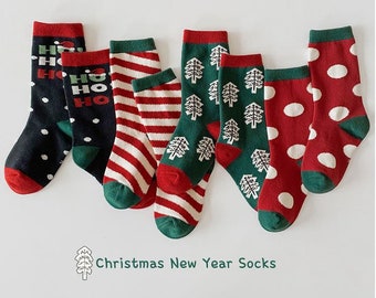 4 Pack Children's Winter Warm Socks. Happy new year Socks. Boys Girls Socks. Cute Toddler socks. Christmas Gift