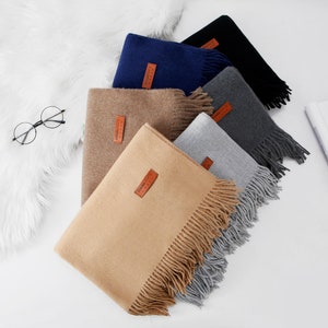 Bufanda de pashmina para hombre, bufanda de traje grande, bufandas de lana de cachemira, regalo para padre, novio, esposo.