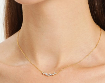 Minimalist Diamond Necklace• Dainty Diamond Necklace •Smile Necklace • Wedding Necklace• Bridesmaid Gifts • Gift For Her