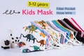 Kids Face Masks. with Nose Wire and Filter Pocket, Adjustable Ear Loops, 3 Layers 100% Cotton.  Fit for 3-12 years old Kids . Reusable