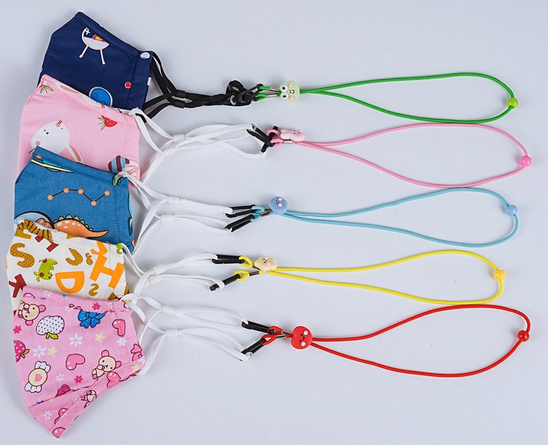 5 Pack Set Cute and lovely Kids Face Mask Lanyard, Face Mask Chain, Gift for kids Face Mask with lanyard. Adjustable Strap. image 8