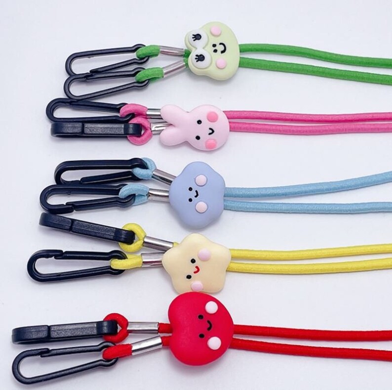 5 Pack Set Cute and lovely Kids Face Mask Lanyard, Face Mask Chain, Gift for kids Face Mask with lanyard. Adjustable Strap. Happy  Smile  Set