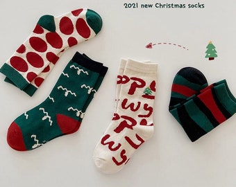 Christmas Gift for kids 4 Pack kids winter Socks.  Christmas Socks. Children's Winter Warm Socks.  Boys Girls Socks. Cute Toddler socks
