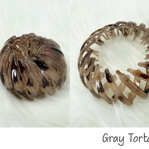 Tortoise Pony Tail or Bun Hair Holder Hair Clips Thin and Thick Hair Minimal Modern Stylish Hair Accessories Gray Tortoise