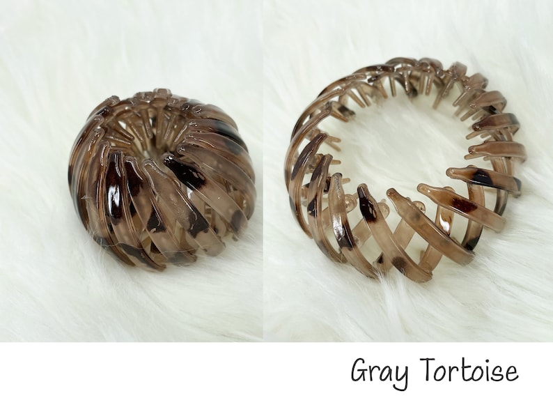 Tortoise Pony Tail or Bun Hair Holder Hair Clips Thin and Thick Hair Minimal Modern Stylish Hair Accessories Gray Tortoise