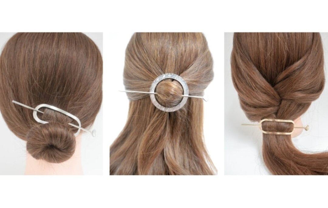 Minimalist Hair Slide With Stick Geometric Metal Hairbun Holder