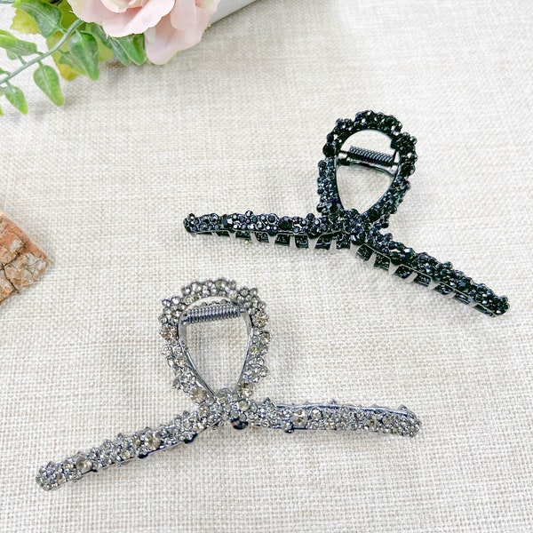 Rhinestone Beaded Chic Metal Twist Large Claw for Thick and Thin Hair Elegant Premium Women Gift Birthday Anniversary Christmas Strong Grip