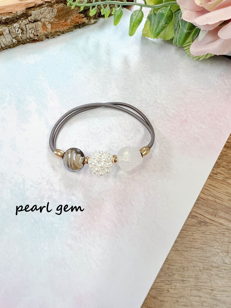 Gemstone Hair Ties Bracelet Elastic Hair Tie Bracelet Etsy