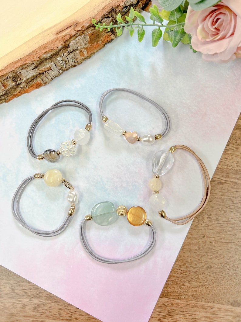Gemstone Hair Ties Bracelet Elastic Hair Tie Bracelet Etsy