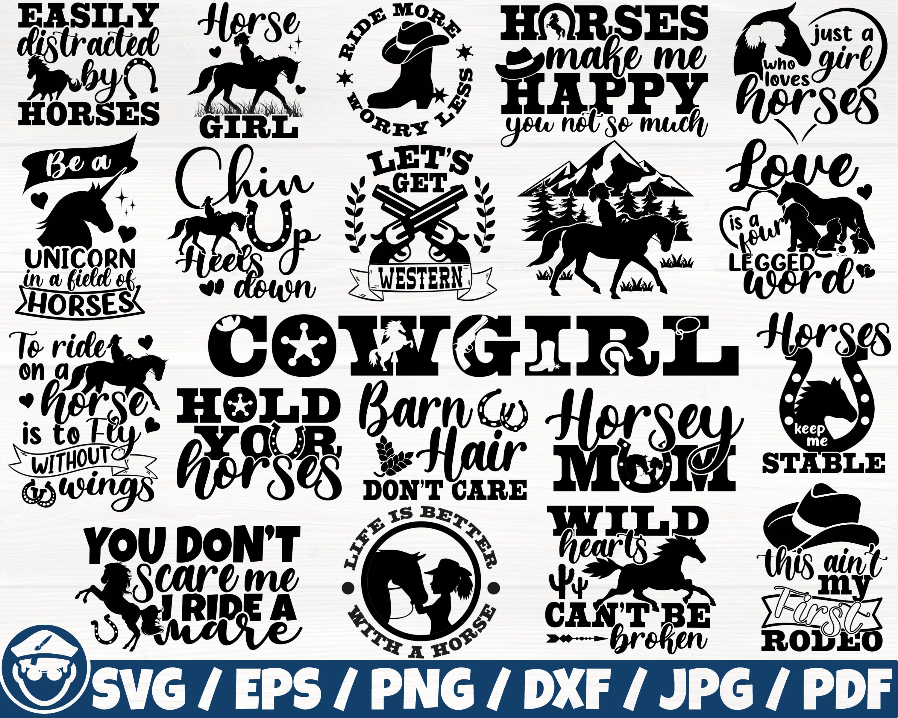 Horse x20 BUNDLE Svg/Eps/Png/Dxf/Jpg/Pdf, Horses Svg, Cowgirl Svg, Horse Commercial, Horse Print, Horse Cut, Horse Craft,  Cowboy Bundle Svg