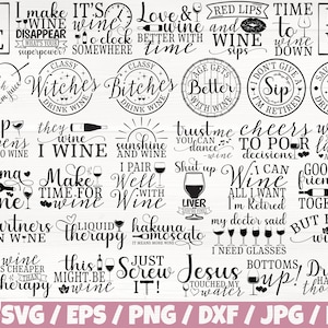 Wine x37 BUNDLE Svg/Eps/Png/Dxf/Jpg/Pdf, Funny Wine Quote, Wine Commercial Svg, Alcohol Svg, Sassy Svg, Sarcasm Svg,Wine Lover Svg, Wine Png