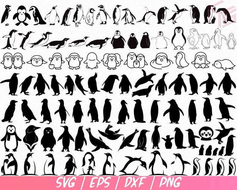 Penguin Illustrator Penguin Png Penguins x100 BUNDLE SvgEpsDxfPng Penguin Silhouette Penguin Svg Penguin Inkscape Penguin Cut File