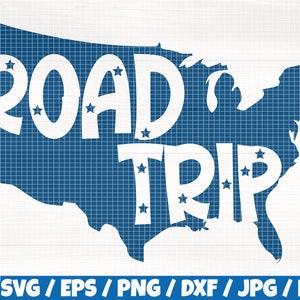 Road Trip Svg/Eps/Png/Dxf/Jpg/Pdf, United States Map Svg, 4th Of July Vector, Independence Day Printable, Road Trip Cricut, America Trip Png