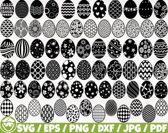 Easter Eggs x70 BUNDLE Svg/Eps/Png/Dxf/Jpg/Pdf, Happy Easter Svg, Easter Egg Commercial, Egg Silhouette, Easter Egg Cricut, Egg Digital File