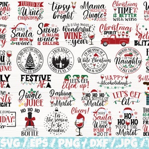 Christmas Wine x35 BUNDLE Svg/Eps/Png/Dxf/Jpg/Pdf, Christmas Commercial, Funny Christmas Svg, Holiday Svg, Winter Png,Christmas Drinking Svg