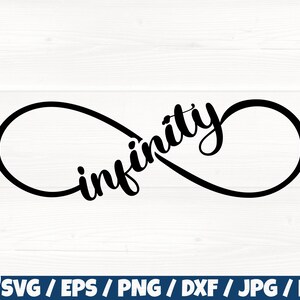 May include: Black infinity symbol with the word "infinity" written inside the symbol.