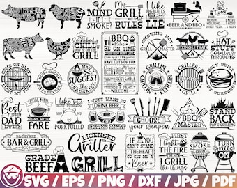 Barbecue x35 BUNDLE Svg/Eps/Png/Dxf/Jpg/Pdf, BBQ Quotes, Kitchen Svg, Father's Day Cricut, Barbecue Commercial File, Funny BBQ Svg, Food Svg