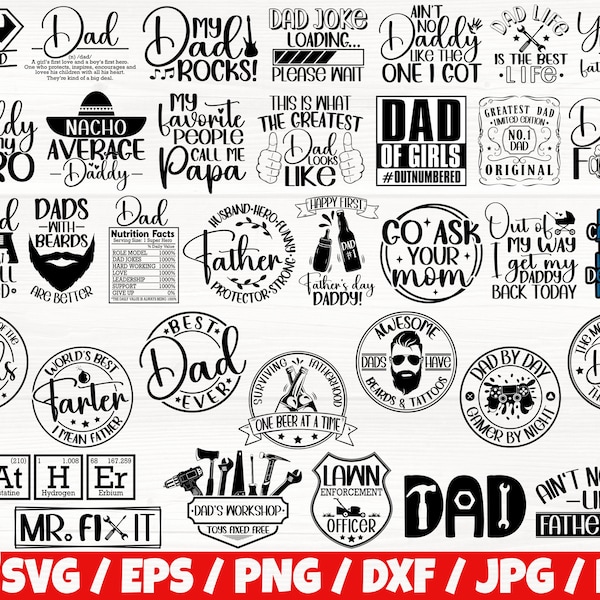 Father's Day / Dad Life x35 BUNDLE Svg/Eps/Png/Dxf/Jpg/Pdf, Dad Commercial, Father's Day Svg, Funny Dad Png, Papa Svg, Daddy Svg, Family Svg