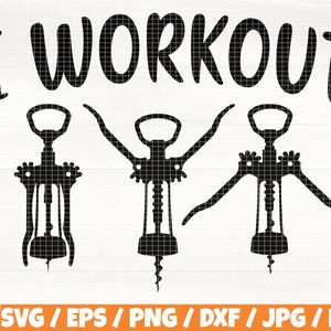 I ワークアウト SVG/Eps/Png/Dxf/Jpg/Pdf、ワインオープナー シルエット、キッチン SVG、ボトルオープナー Cricut、コルク抜き シルエット、キッチン SVG、ワークアウト SVG