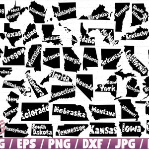 United States x50 Bundle Svg/Eps/Png/Dxf/Jpg/Pdf, All 50 States Of America Svg, California Svg, New York Svg, States Of America Clipart Cut