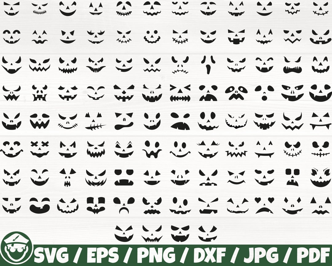 Pumpkin Face X100 BUNDLE Svg/eps/png/dxf/jpg/pdf Commercial