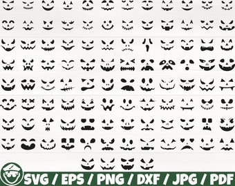 Pumpkin Face x100 BUNDLE Svg/Eps/Png/Dxf/Jpg/Pdf, Commercial Scary Faces, Halloween Face Svg, Jack O Lantern Svg, Pumpkin Cricut, Scary Png