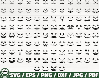 Pumpkin Face x100 BUNDLE Svg/Eps/Png/Dxf/Jpg/Pdf, Commercial Scary Faces, Halloween Face Svg, Jack O Lantern Svg, Pumpkin Cricut, Scary Png