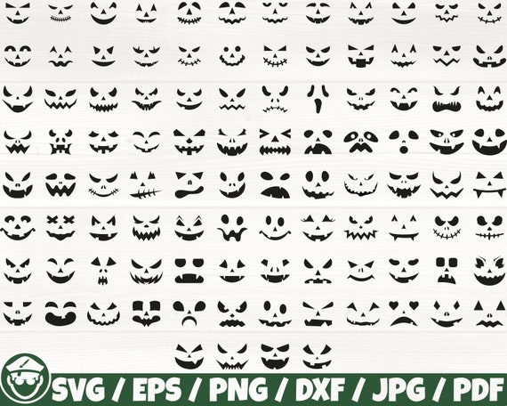 Pumpkin Face X100 BUNDLE Svg/eps/png/dxf/jpg/pdf Commercial