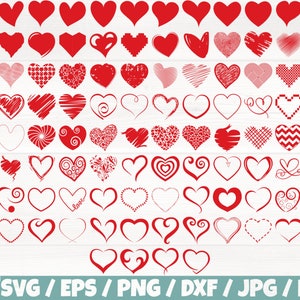 Valentinstag Herzen x100 BUNDLE svg/eps/png/dxf/jpg/pdf, Herz svg, Herz Clipart, Herz geschnitten, Herz gezeichnet, Valentinstag svg, Herz Symbole
