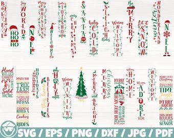 Christmas Porch Sign x30 BUNDLE Svg/Eps/Png/Dxf/Jpg/Pdf, Winter Porch Sign, Christmas Vertical Svg, Winter Vertical Cut, Commercial Ornament