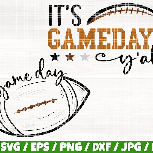 It's Game Day Y'all Svg/Eps/Png/Dxf/Jpg/Pdf, Game Day Svg, Football Day Svg, American Football Silhouette, Football Mom Svg,Football Digital