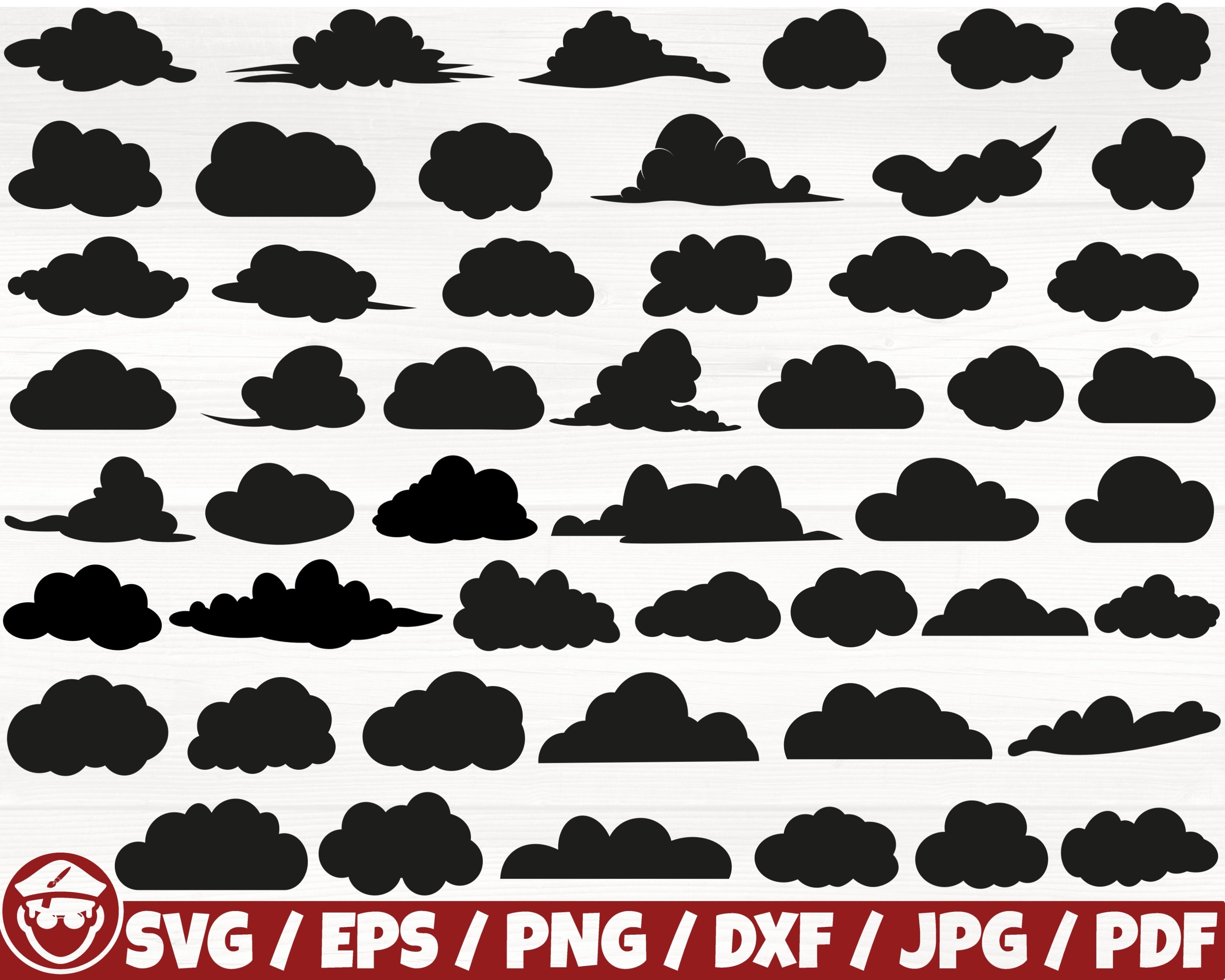 雲 x50 バンドル Svg/Eps/Png/Dxf/Jpg/Pdf、雲 Svg、雲のコマーシャル