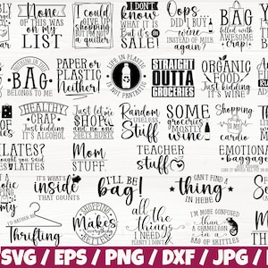 Tote Bag x35 BUNDLE SVG/EPS/Png/Dxf/Jpg/Pdf, Tote Bag Zitate, Tote Bag kommerziell druckbar, Tote Bag Cricut, Shopping Bag svg