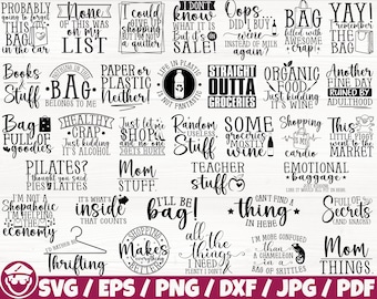 Tote Bag x35 BUNDLE Svg/Eps/Png/Dxf/Jpg/Pdf, Tote Bag Quotes, Tote Bag Commercial Printable, Tote Bag Cricut, Shopping Bag Svg,Funny Bag Png