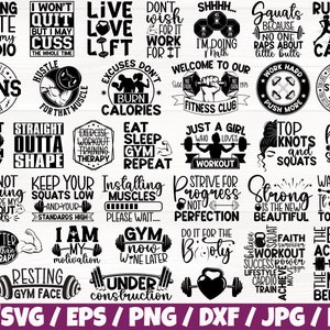 Ćwiczenia / Siłownia x35 PAKIET Svg/Eps/Png/Dxf/Jpg/Pdf, Motywacja do ćwiczeń Svg, Cytat Cardio, Koszulka sportowa Svg, Siłownia Cricut, Ćwiczenia Komercyjne