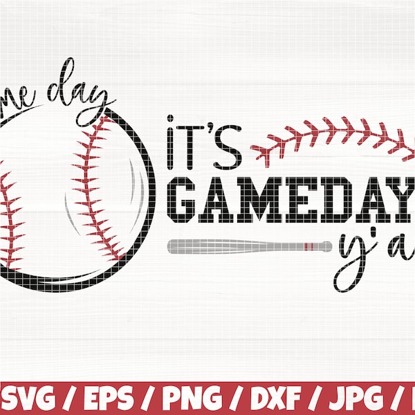 It's Gameday Y'All x2 Svg/Eps/Png/Dxf/Jpg/Pdf, Game Day Svg, Baseball Day Svg, Baseball Cricut, Baseball Commercial, Baseball Life Digital