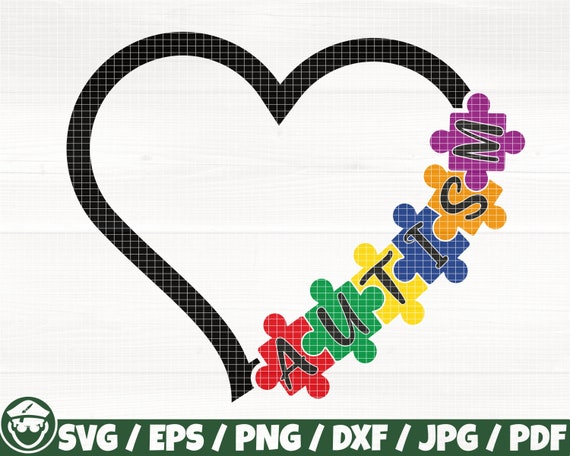 Autism Heart Svg/Eps/Png/Dxf/Jpg/Pdf, Autism Puzzle Svg, Autism Logo, Heart  Autism Commercial, Autism Download Instant, Heart Vinyl,Love Svg
