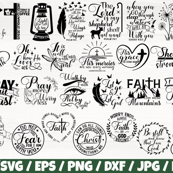 Faith x26 BUNDLE Svg/Eps/Png/Dxf/Jpg/Pdf, Scripture Svg, Bible Verse Bundle, Religious Svg, Christian Svg, God Svg, Jesus Quote Commercial