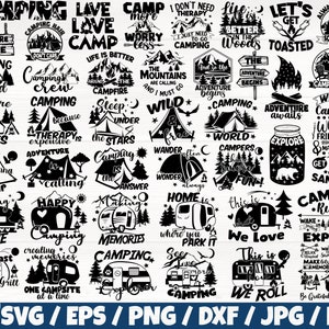 Camping x40 BUNDLE Svg/Eps/Png/Dxf/Jpg/Pdf, Camp Bundle, Camp Svg, Camp Quotes, Camp Printable, Commercial Camping, Adventure Digital Craft