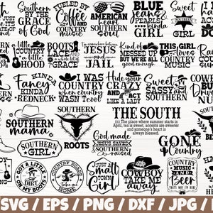 Southern / Western x35 BUNDLE Svg/Eps/Png/Dxf/Jpg/Pdf, Farm Life Commercial, Southern Cricut, Cowboy Svg, Country Png, Sassy Svg, Rodeo Svg