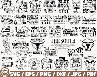 Southern / Western x35 BUNDLE Svg/Eps/Png/Dxf/Jpg/Pdf, Farm Life Commercial, Southern Cricut, Cowboy Svg, Country Png, Sassy Svg, Rodeo Svg